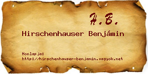 Hirschenhauser Benjámin névjegykártya